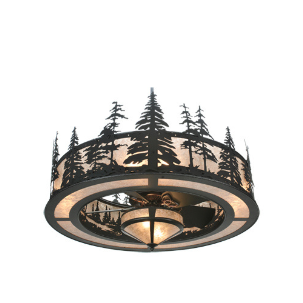 Bottom close-up showing mica diffuser and fan integration