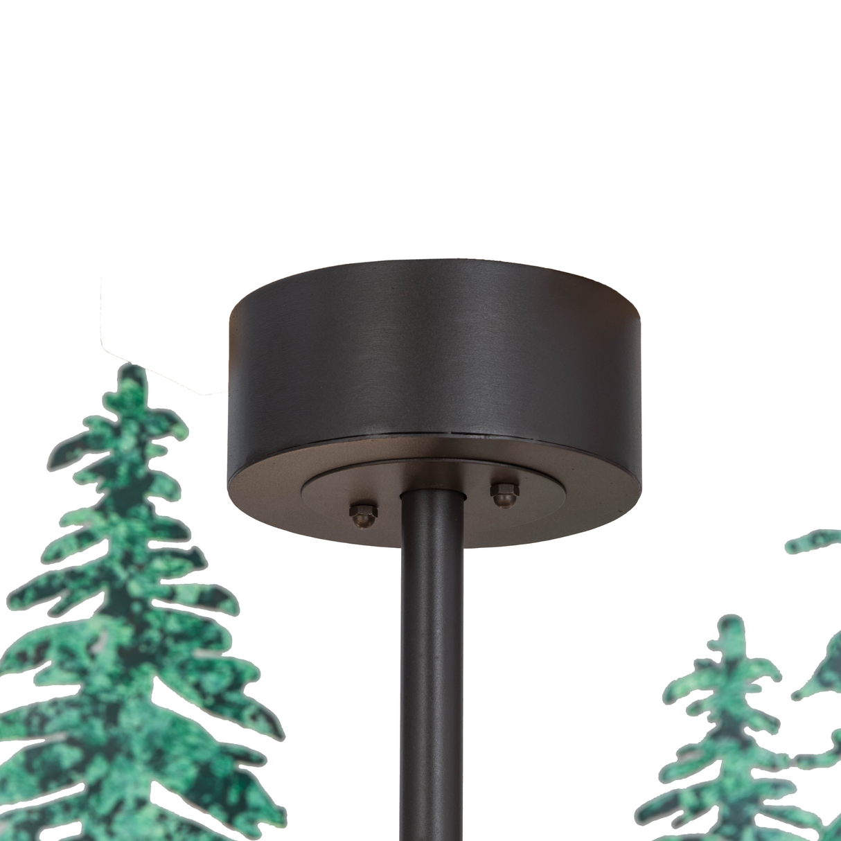 Canopy closeup view highlighting metal support rod and mount.