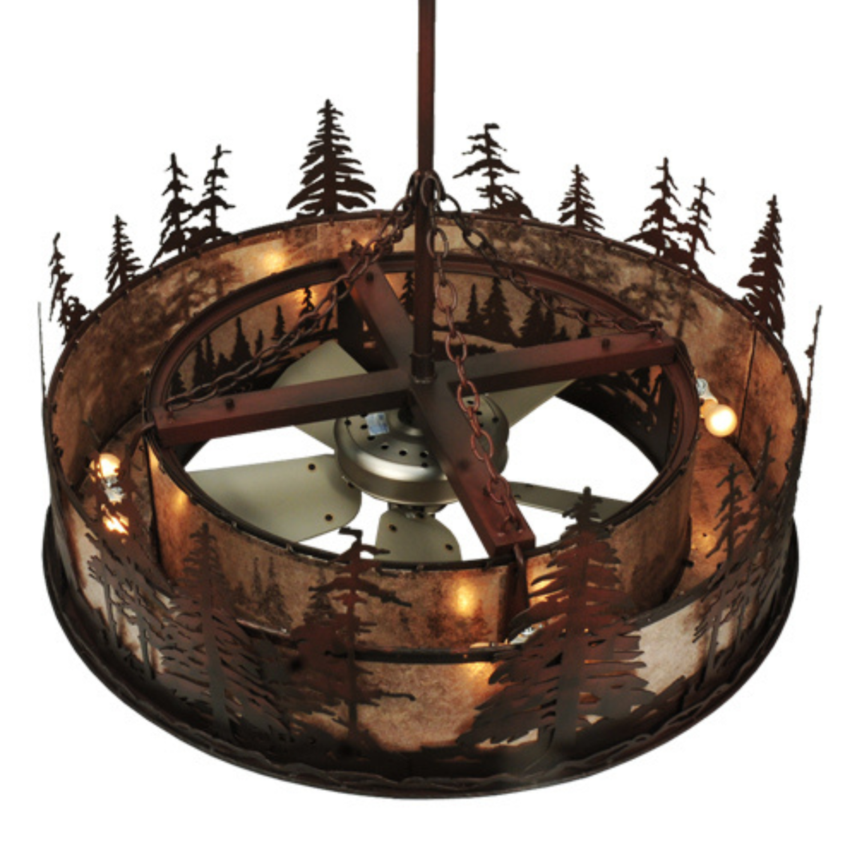 Interior top view showing fan motor and bulb arrangement.