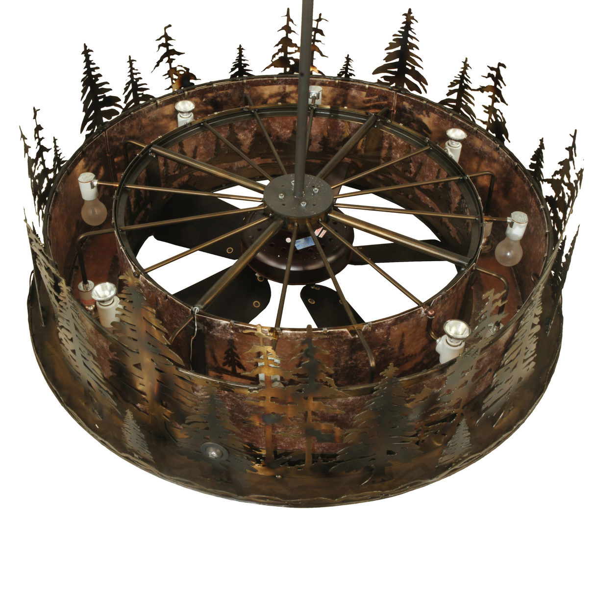 Unlit internal bulb layout and pine forest frame detail.