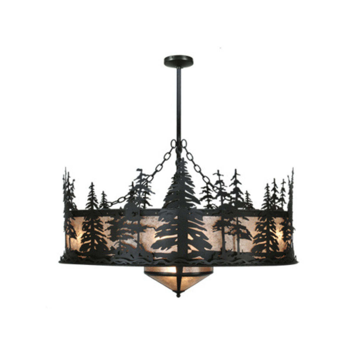 Side angle showing warm mica glow and forest cutouts.