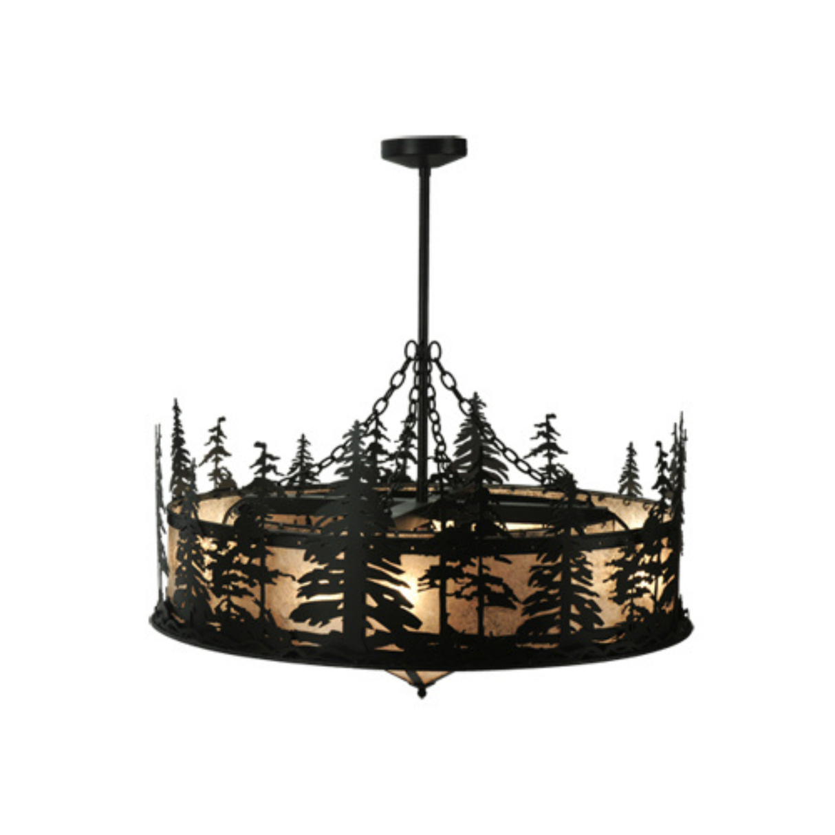 Side view of Tall Pines Chandel-Air with warm ambient lighting.