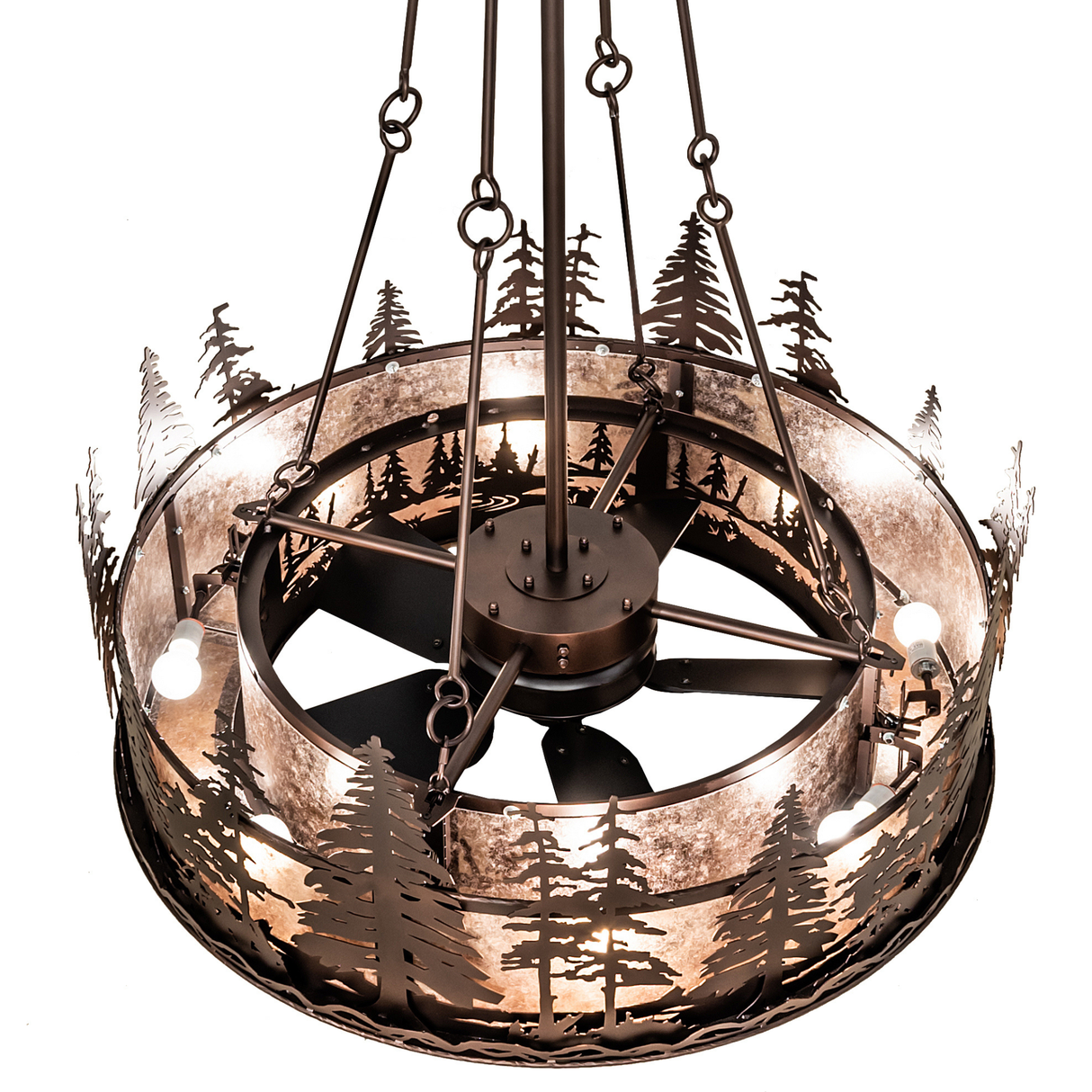 Top view showing fan and lighting assembly within the fixture.