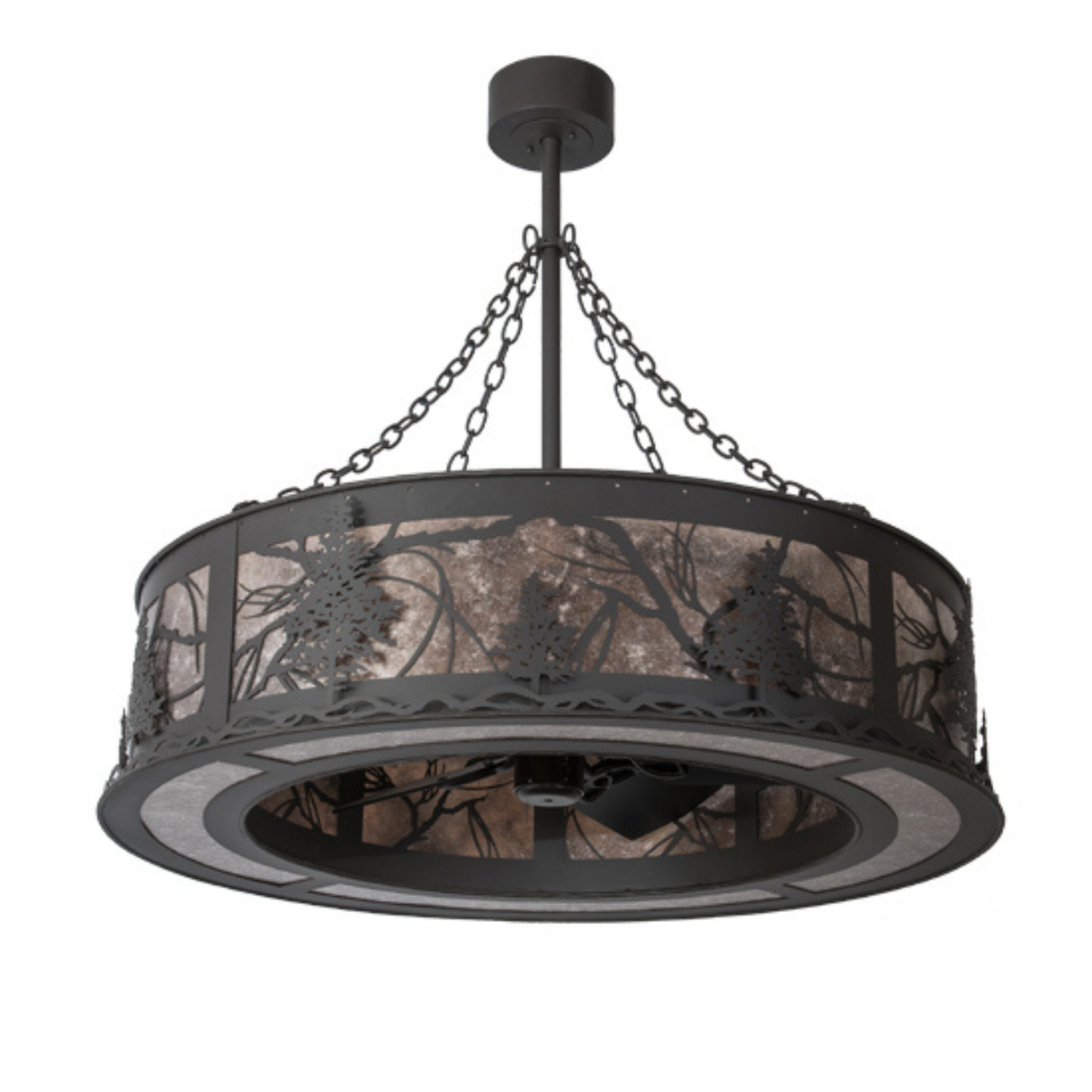 Unlit angled view highlighting forest silhouette design and mica diffuser.