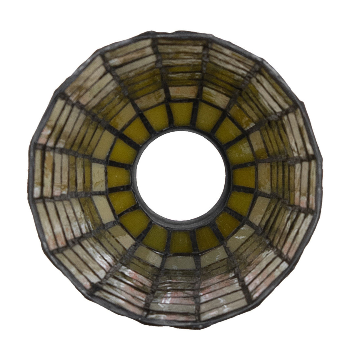 Bottom view of the Terra Verde shade showcasing its intricate green glass pattern.