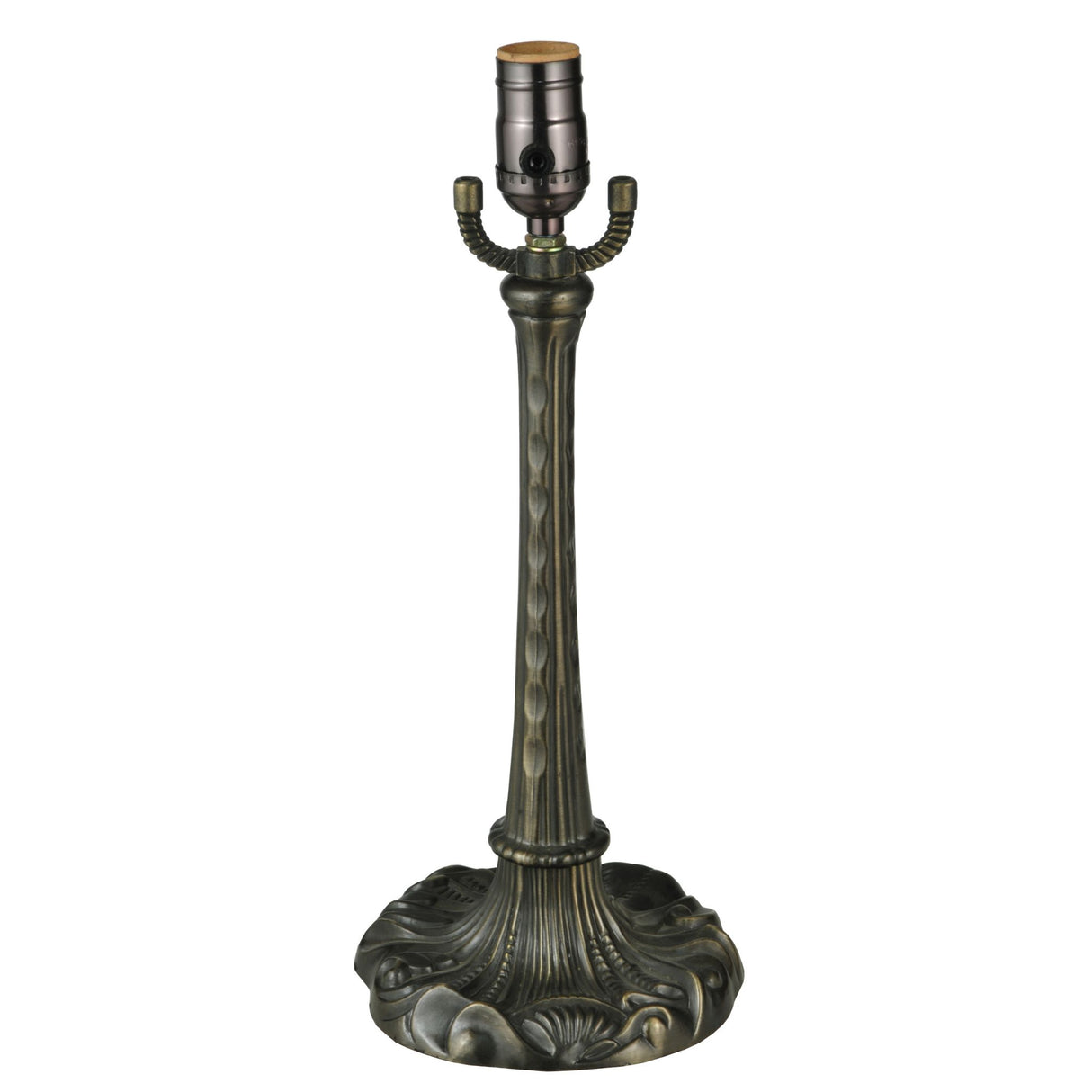 textured bronze detail view of thendara table base craftsmanship.
