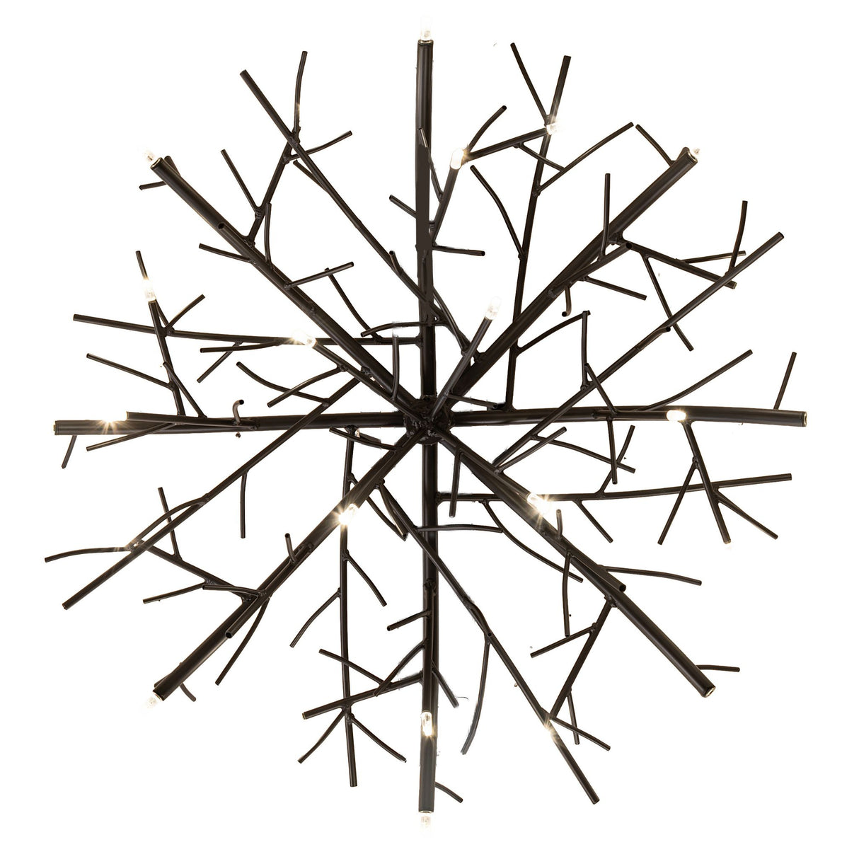Bottom view of chandelier revealing symmetrical branch layout and downward light points.