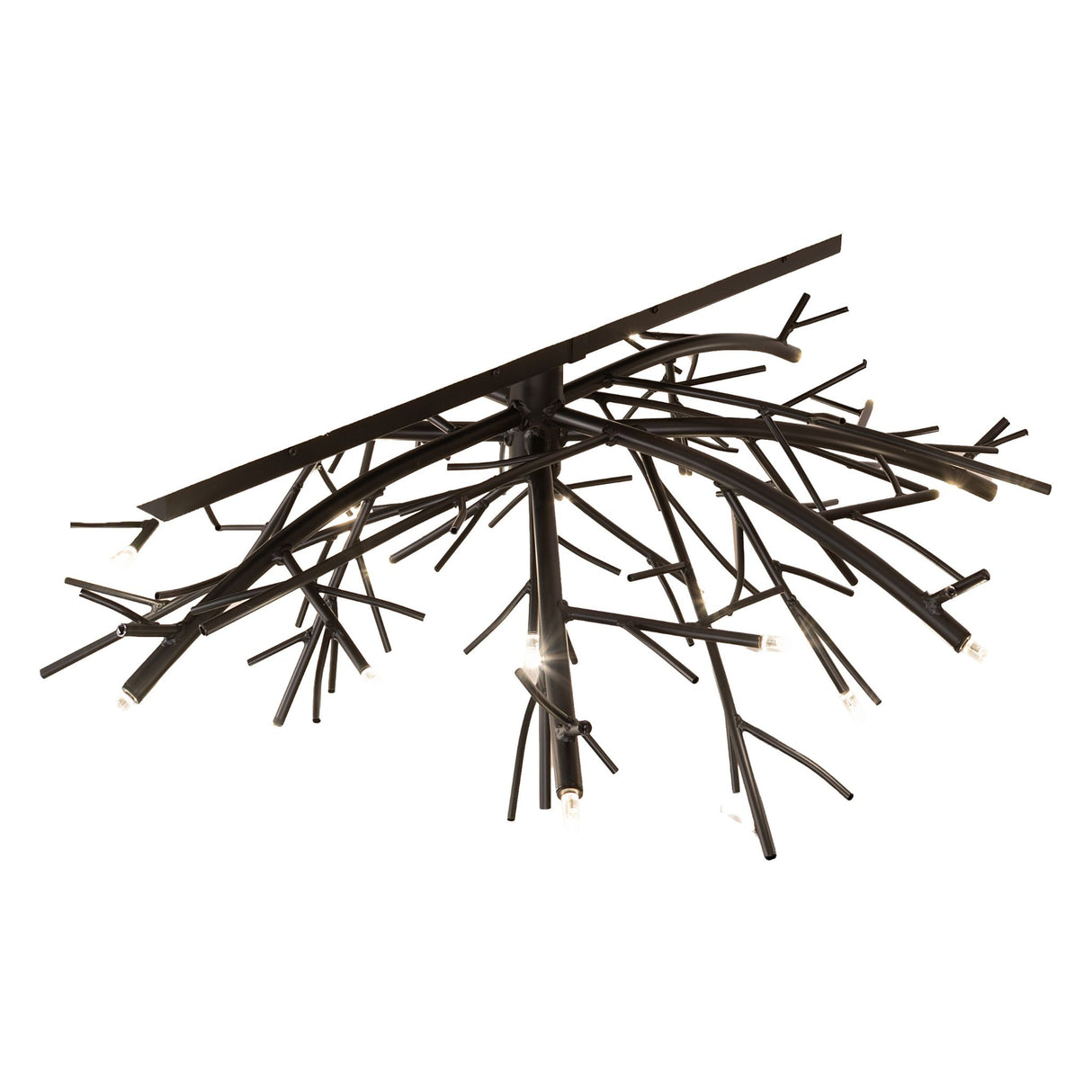 Top angle view of chandelier highlighting canopy mount and branching arm structure.