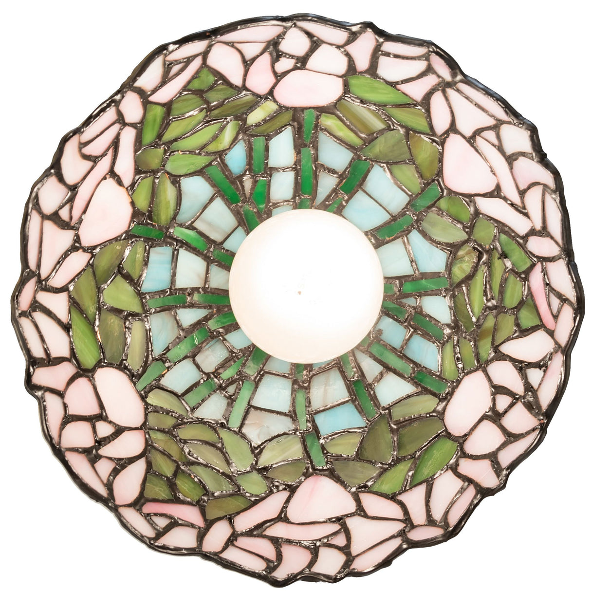 Overhead view of Tiffany cabbage rose pendant.