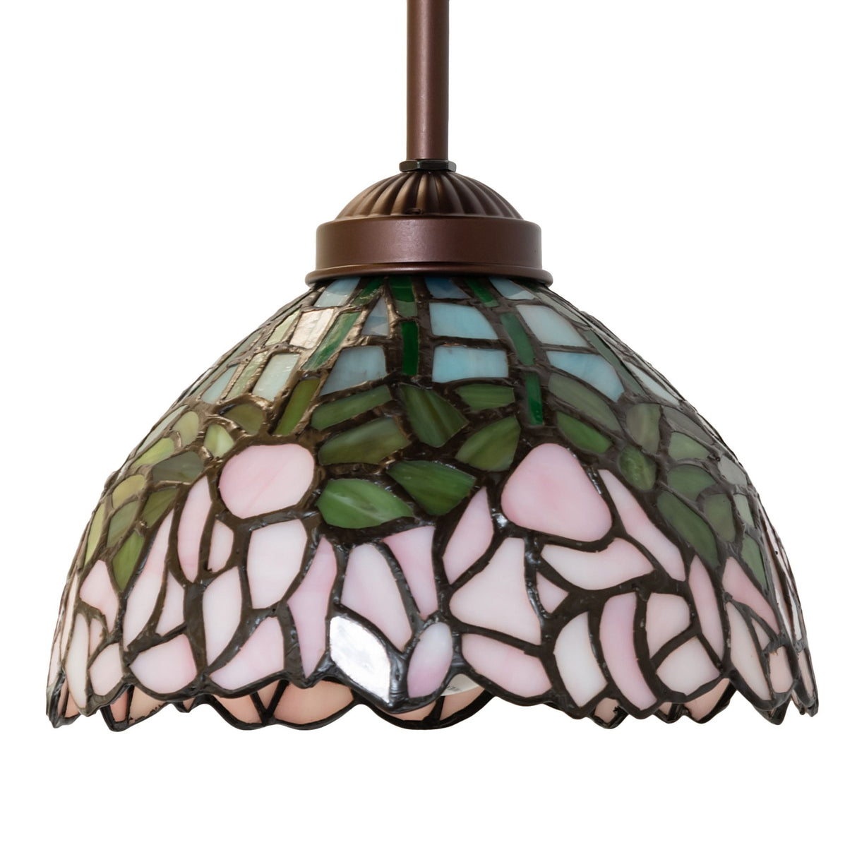 Multi-colored stained glass pendant from Tiffany Cabbage Rose collection.
