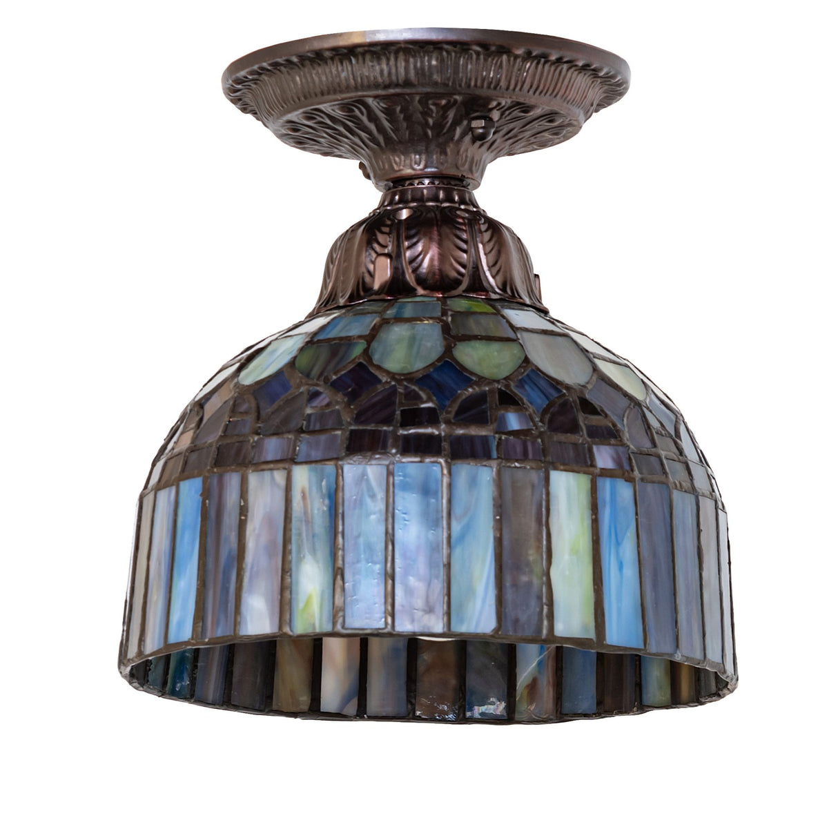 tiffany candice flushmount with lights off, highlighting intricate glass details.