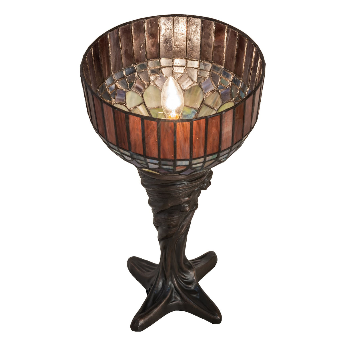 Top view of the Tiffany Candice Mini Lamp, highlighting the intricate brickwork pattern on the shade.