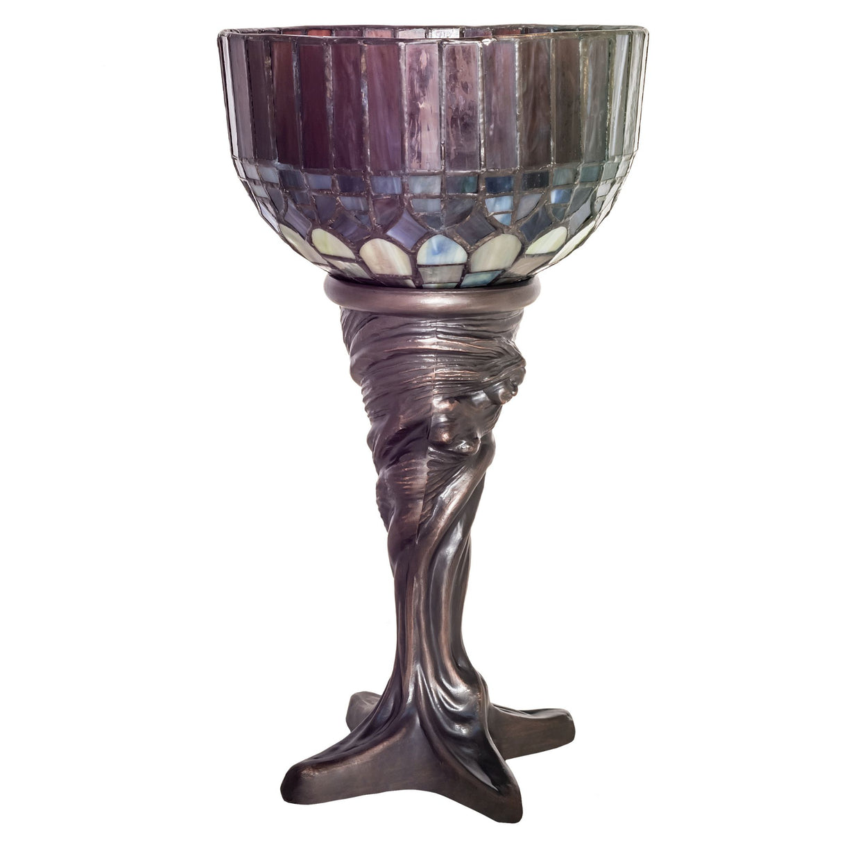 Unlit view of the Mini Lamp, highlighting its intricate stained-glass shade and base details.