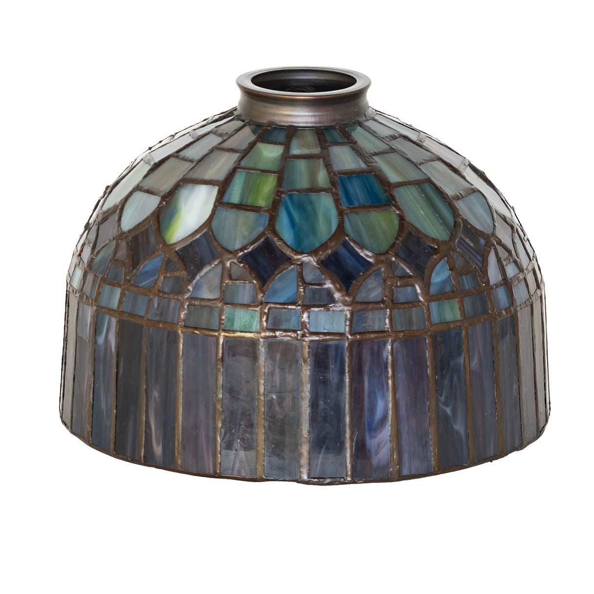Tiffany Candice shade in an unlit view with blue and green hues.