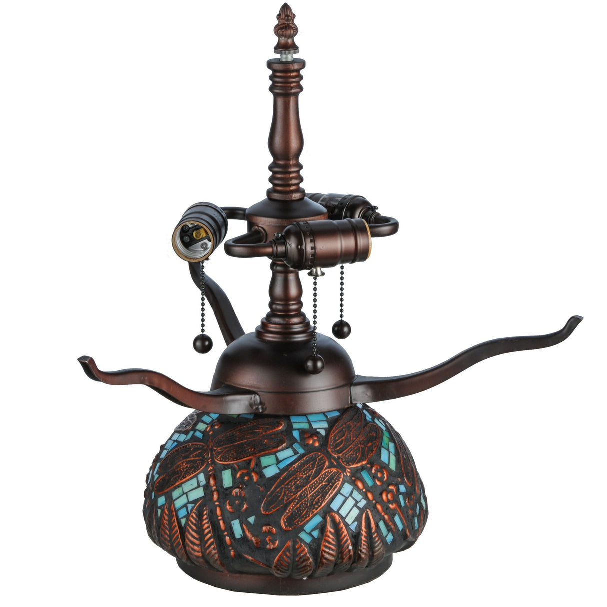 Complete view of Tiffany Dragonfly Mosaic Table Base.