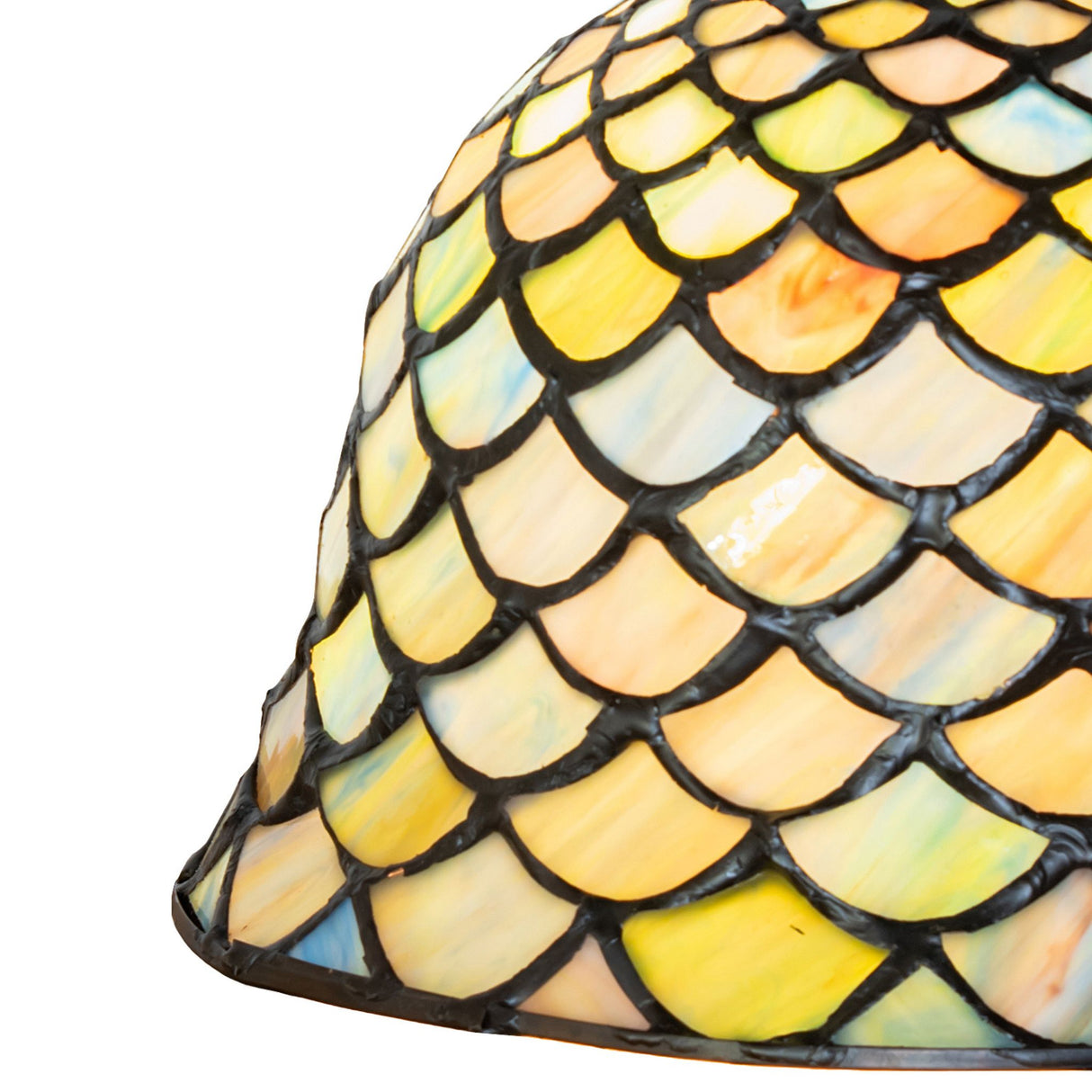 Close-up of Tiffany Fishscale shade with warm tones.