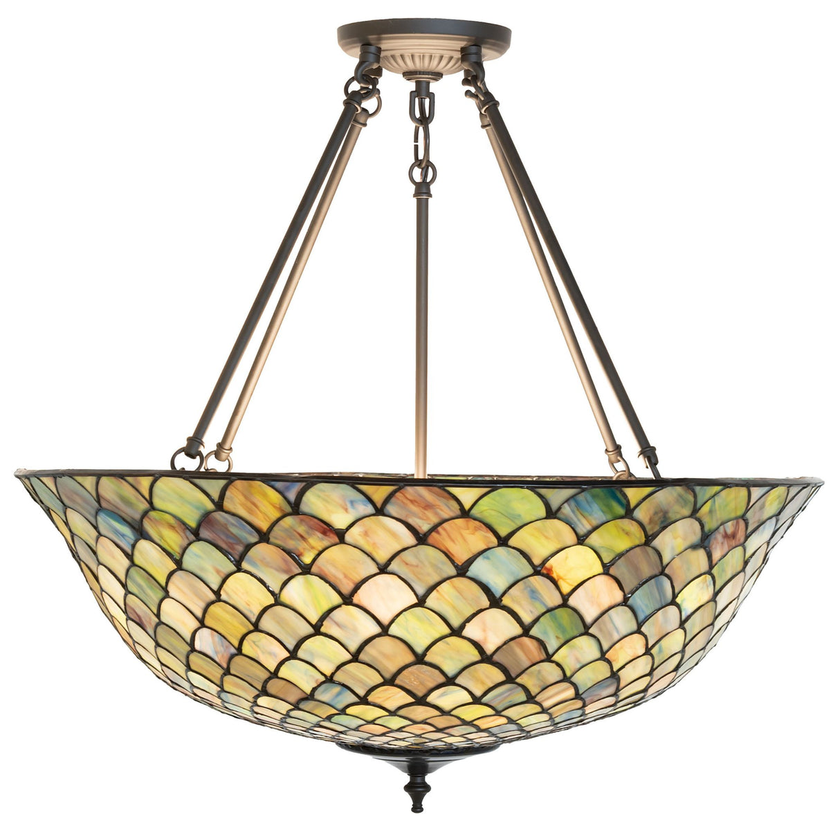 Tiffany Fishscale semi-flushmount showing its intricate craftsmanship.