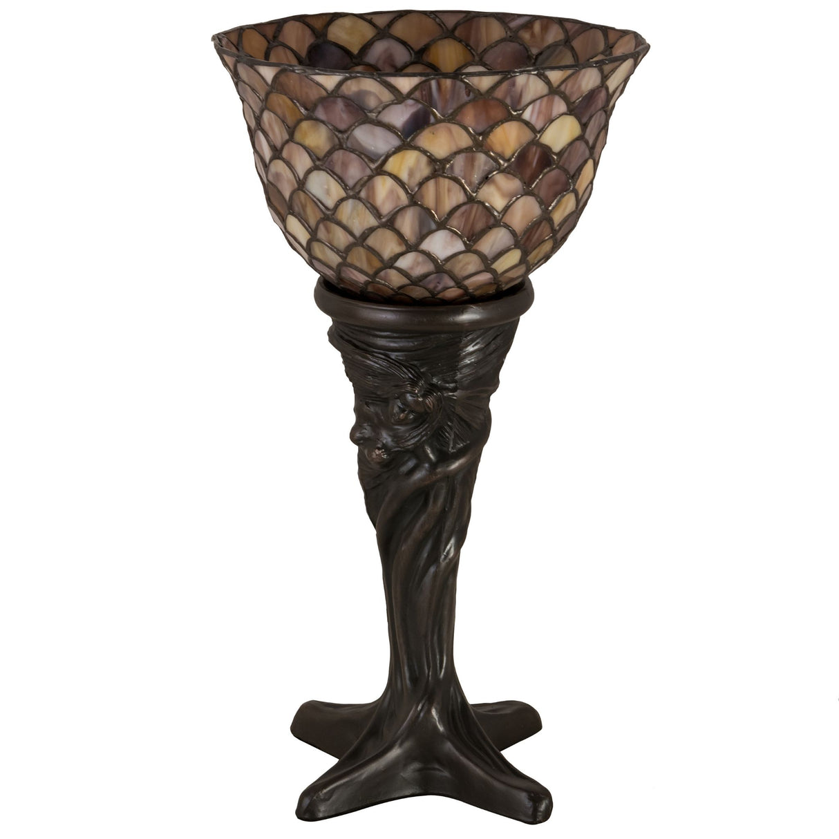 Unlit view of the stained glass Fishscale shade.
