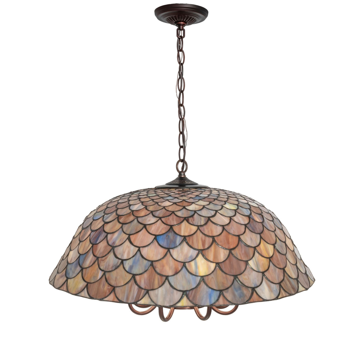 Hanging view of the Tiffany Fishscale Pendant in its entirety.