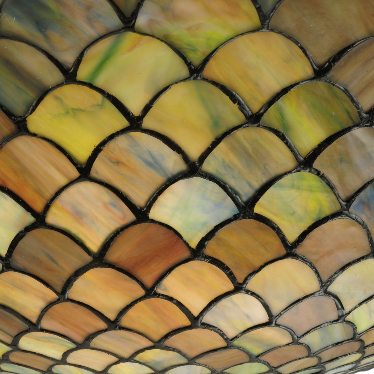 Texture view of the Tiffany Fishscale shade's intricate stained glass.