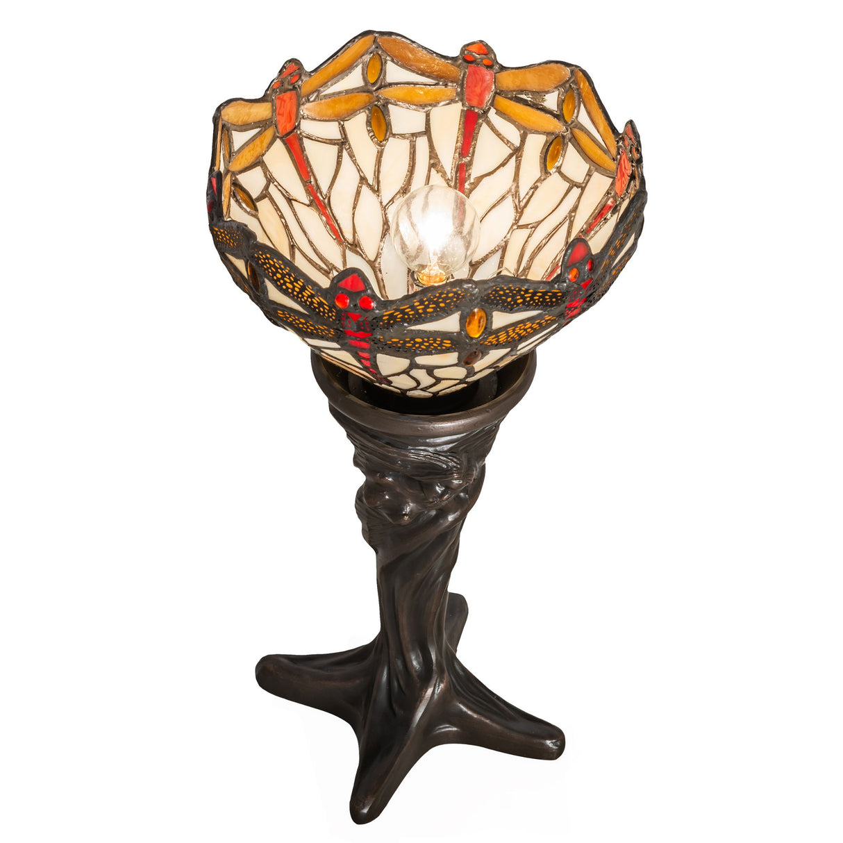 Top-down perspective of the dragonfly glass shade.