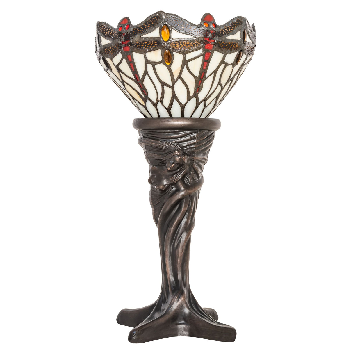 Unlit view of the Tiffany Dragonfly Mini Lamp.