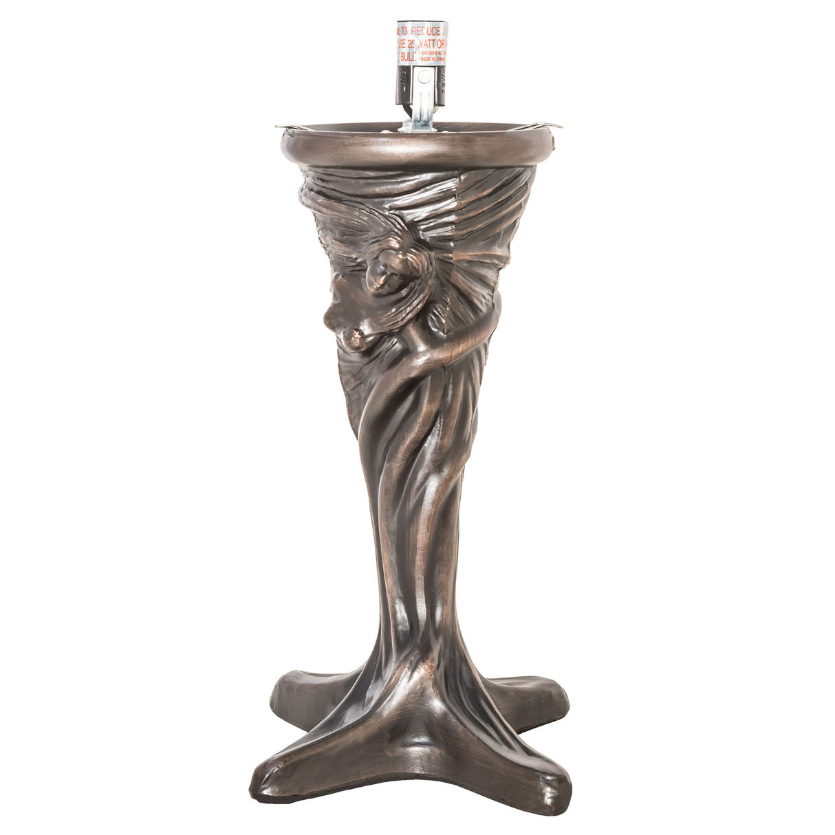 Artistic sculpted base of the Tiffany Peacock Feather Mini Lamp.