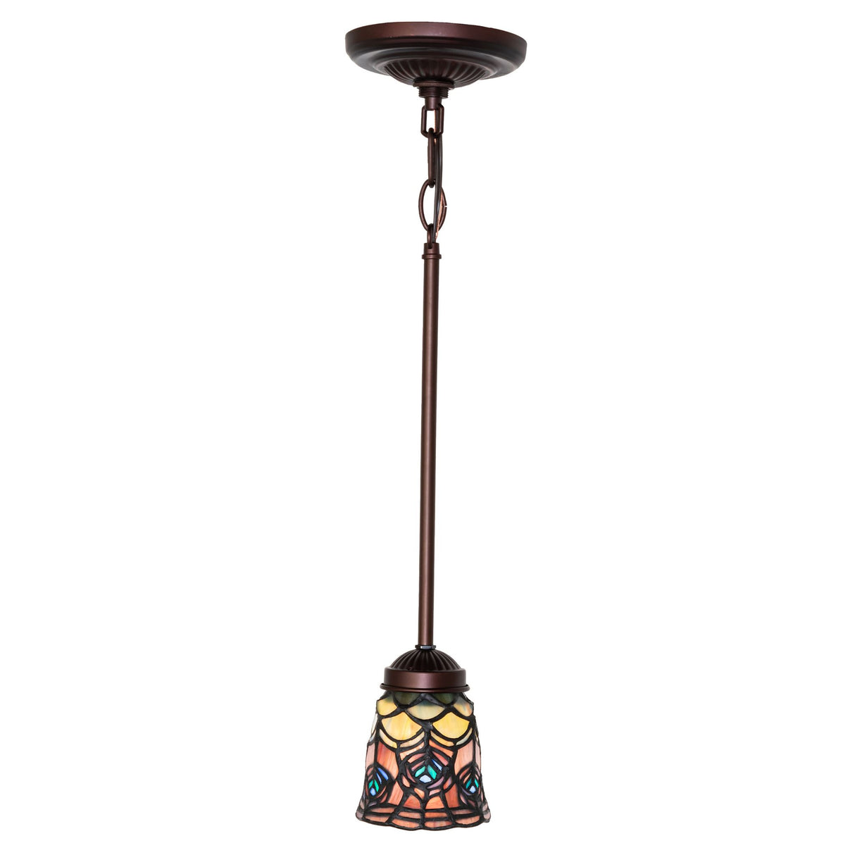 Full view of the ceiling-mounted Tiffany mini pendant.