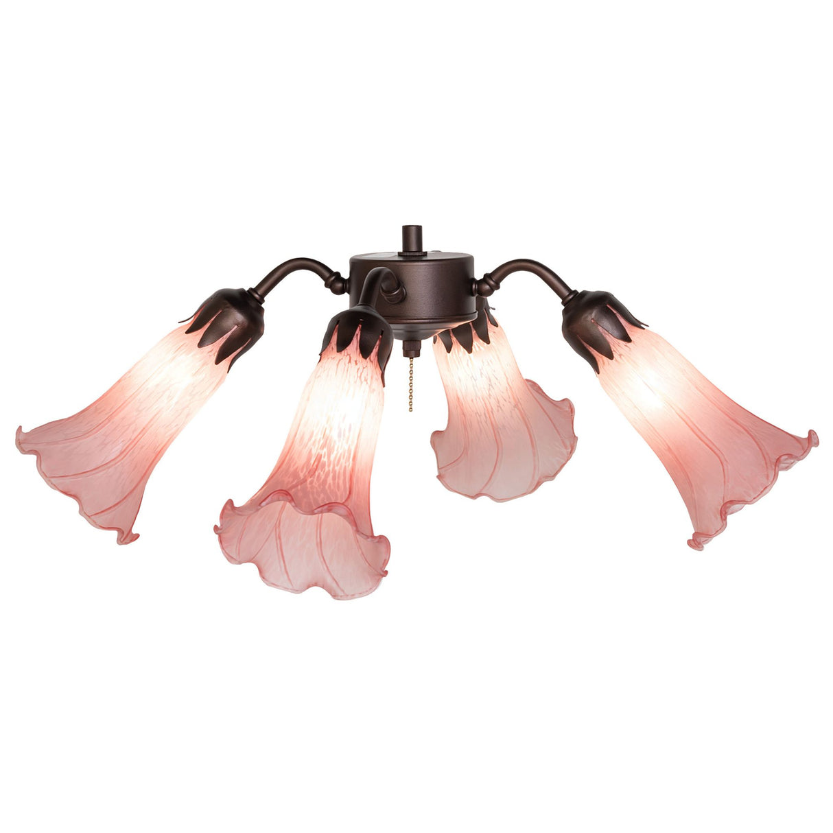 Main view of Pink Tiffany Pond Lily 4 Light Fan Light.