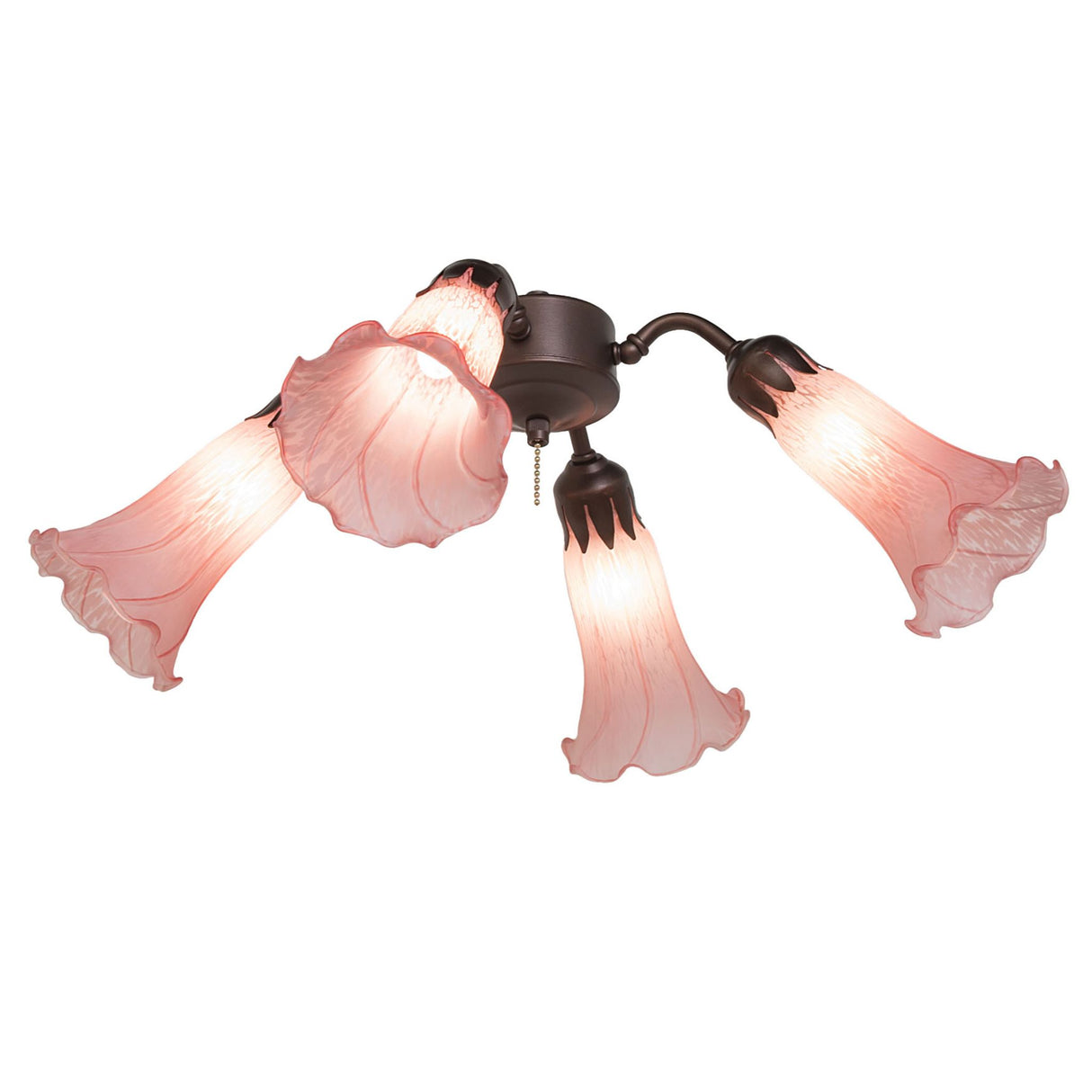 Angled view of Pink Tiffany Pond Lily Fan Light.