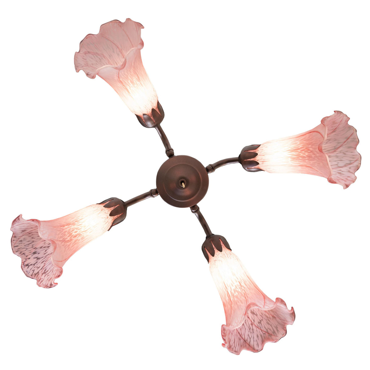 Bottom view of Pink Tiffany Pond Lily Fan Light.