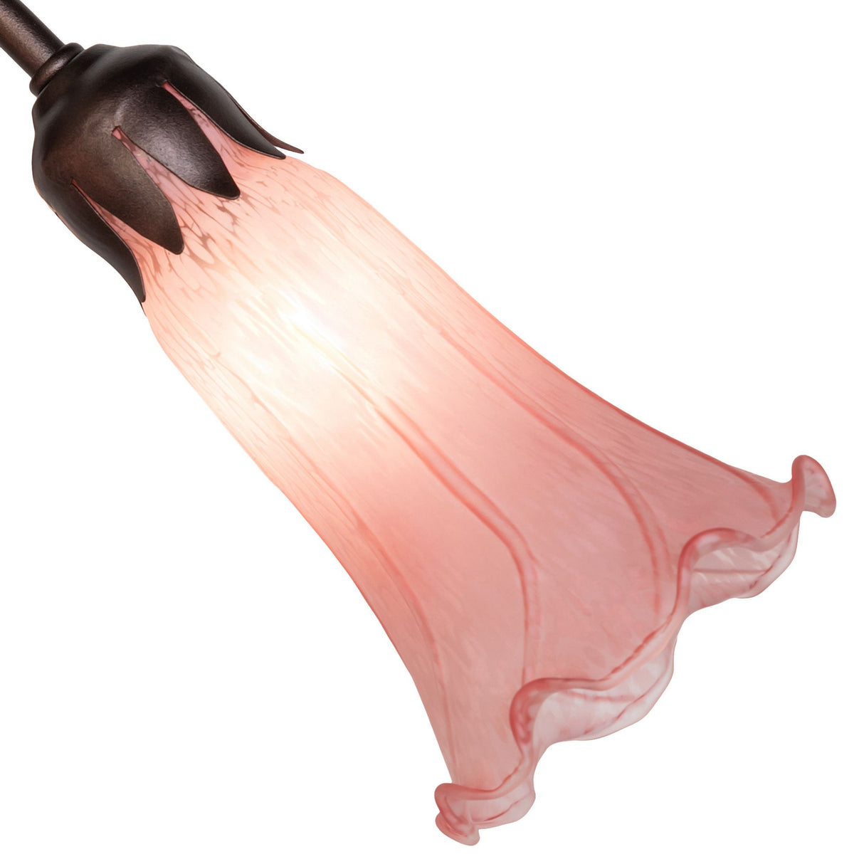 Close-up of Pink Tiffany Pond Lily Fan Light single shade.