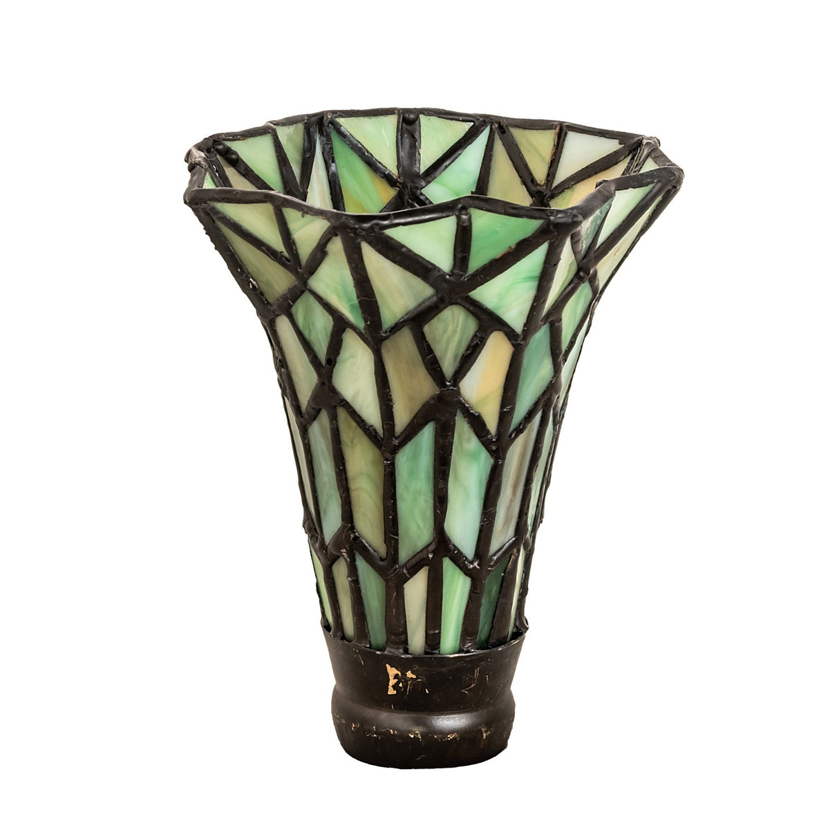 Side profile view of the Tiffany Pond Lily green shade with elegant curves.
