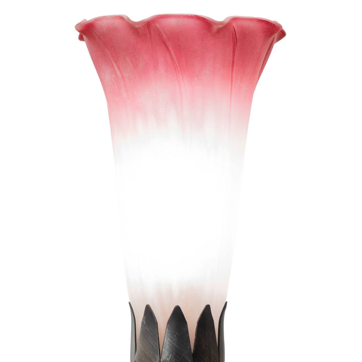 Close-up view of Pond Lily Maidens Mini Lamp emphasizing the intricate glasswork.