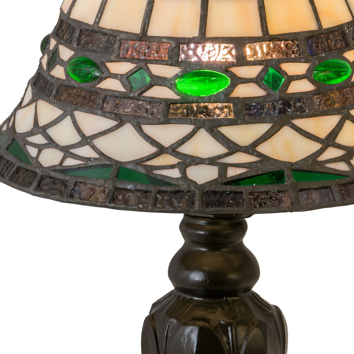 Detailed close-up of Tiffany Roman mini lamp glass pattern.