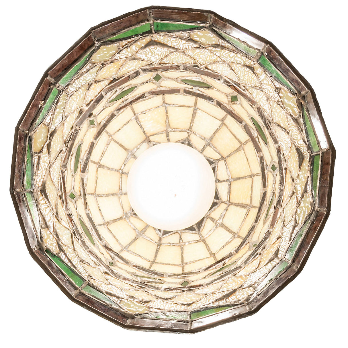 Bottom view of the Tiffany Roman Mini Pendant highlighting its glasswork.