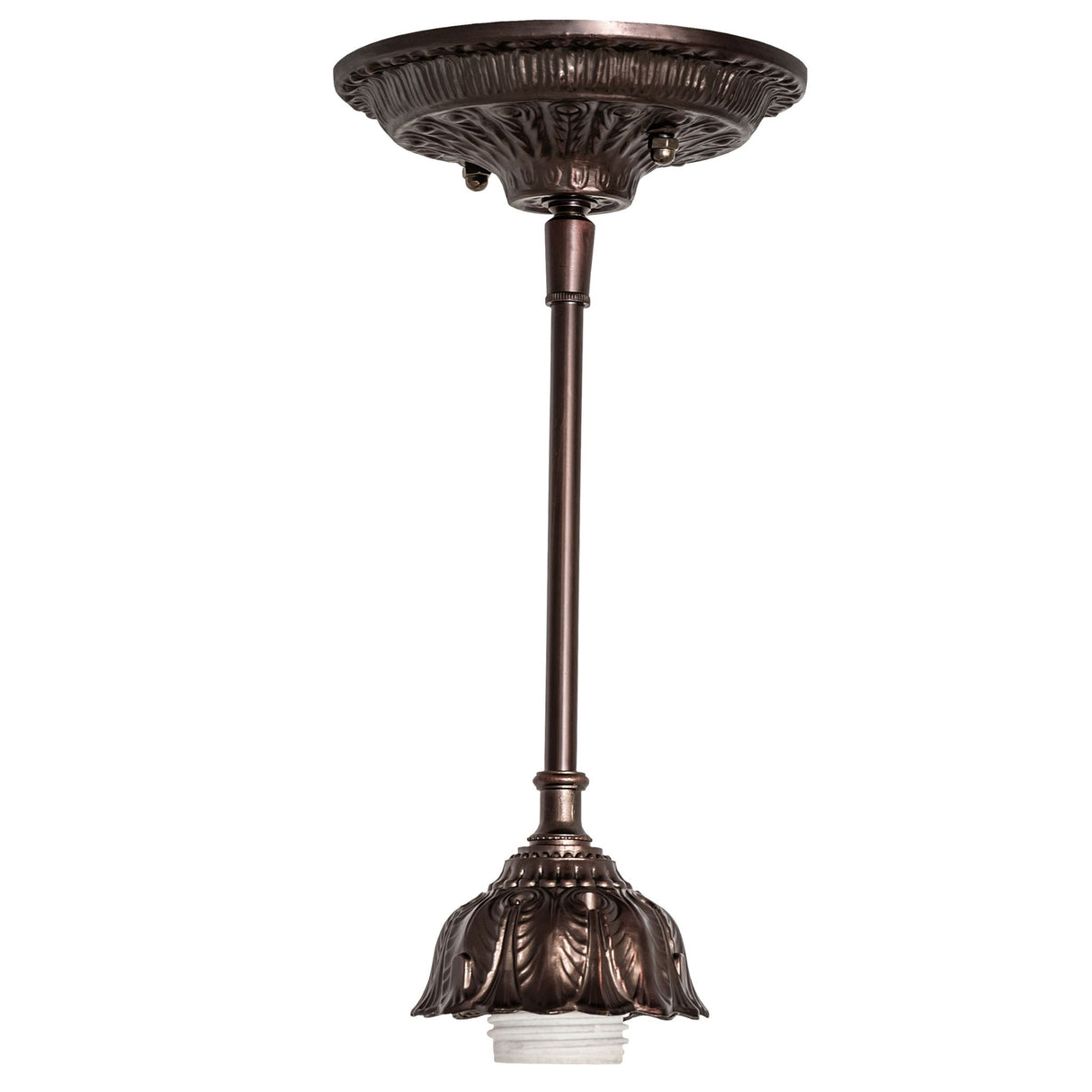 Close-up of the decorative hardware of the Mini Pendant, featuring a bronze finish with floral detailing.