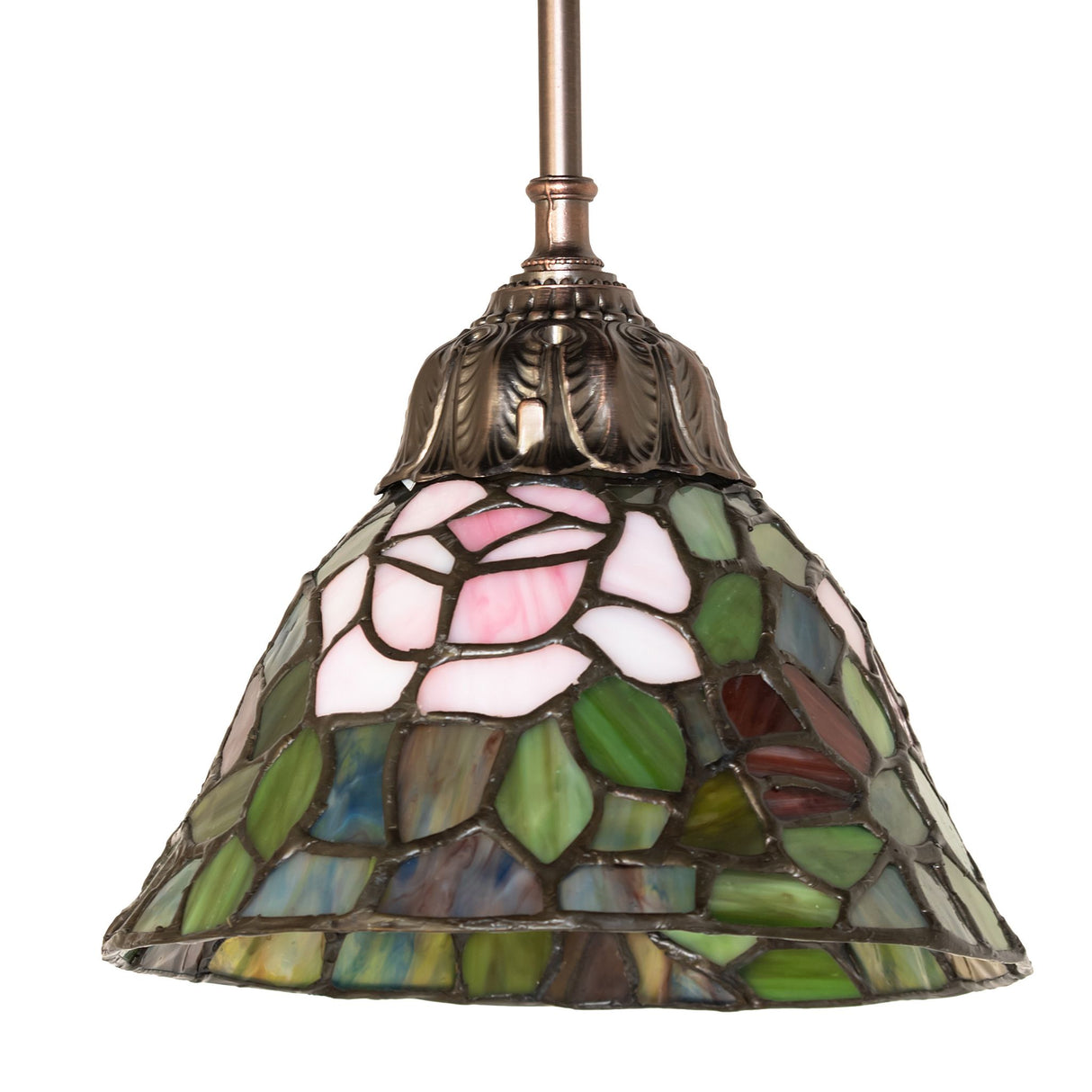 Tiffany Rosebush mini pendant front angle view.