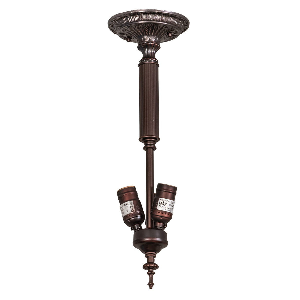 Hardware view of Tiffany Rosebush semi-flushmount showcasing metal finish.