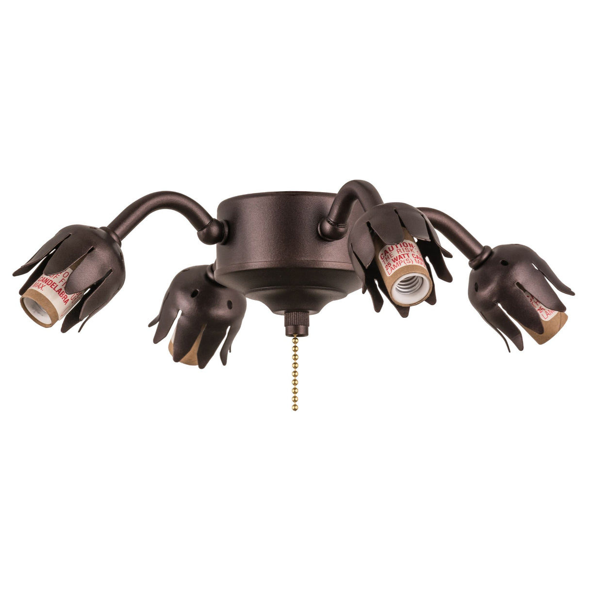 Tiffany pond lily fan light fixture metal hub detail.