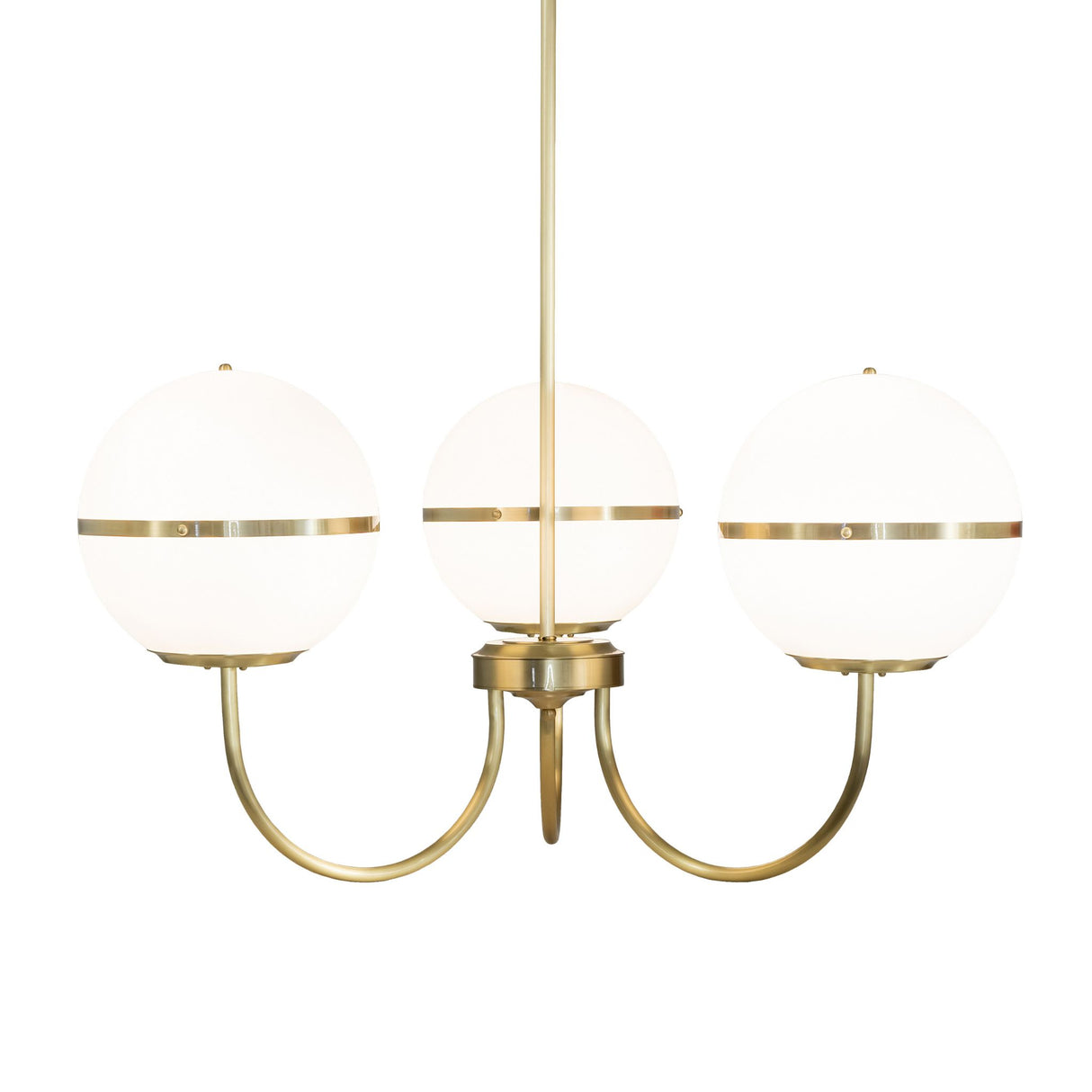Front view of Toccata chandelier with brass arms.