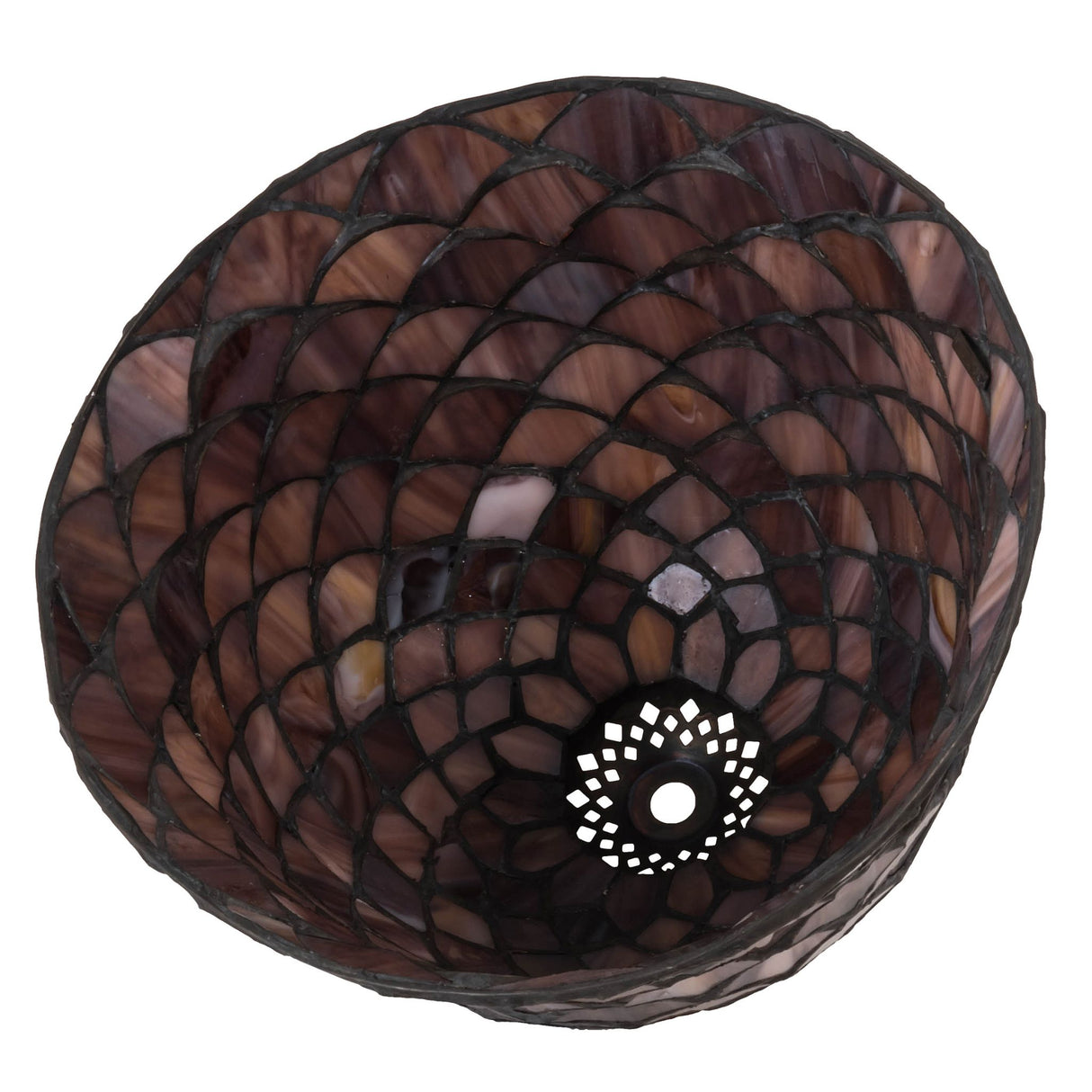 Inside view of the tortoiseshell fishscale shade, highlighting its dimensional design.