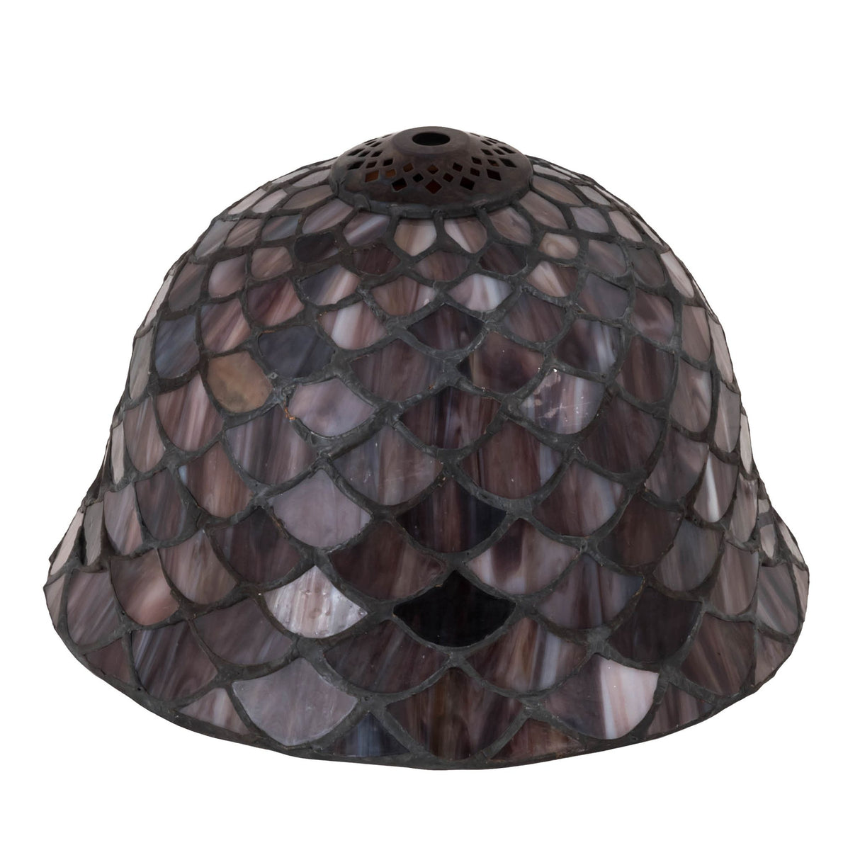 Side view of the tortoiseshell fishscale shade with brilliant colors and design.