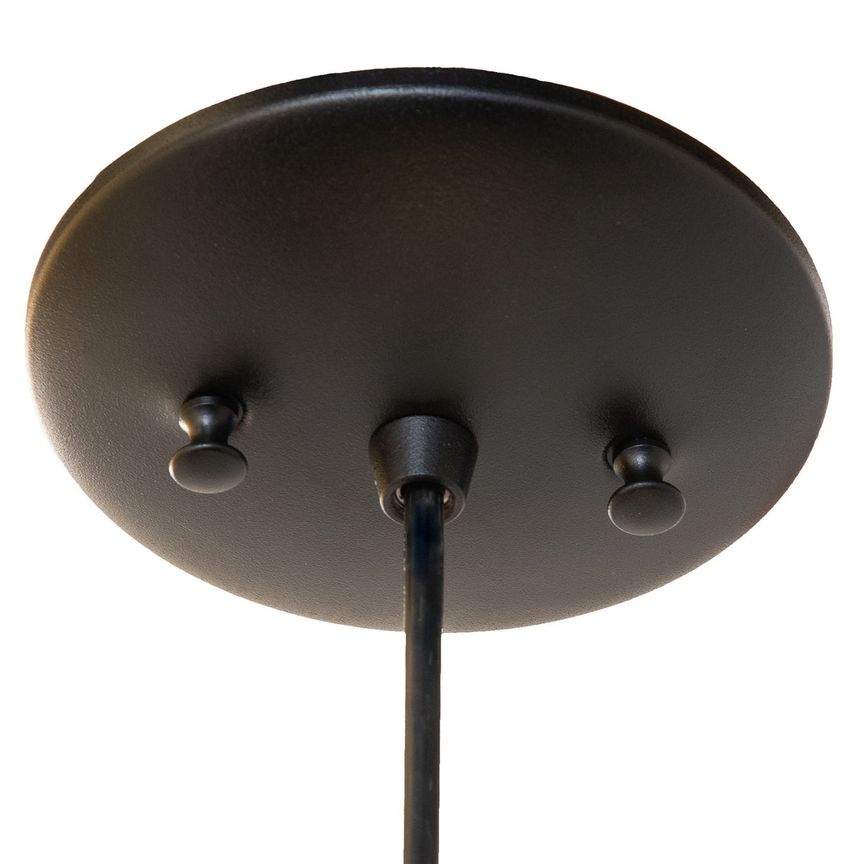Black round ceiling mount for Tuscan Vineyard wine bottle pendant.