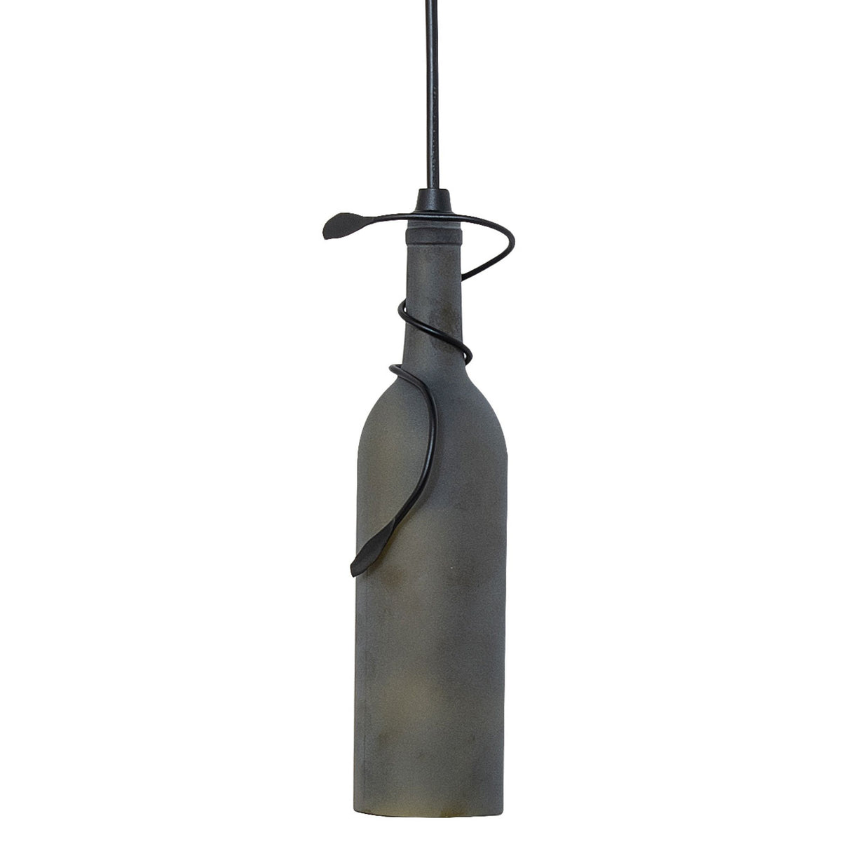 Unlit view of Tuscan Vineyard wine bottle pendant.
