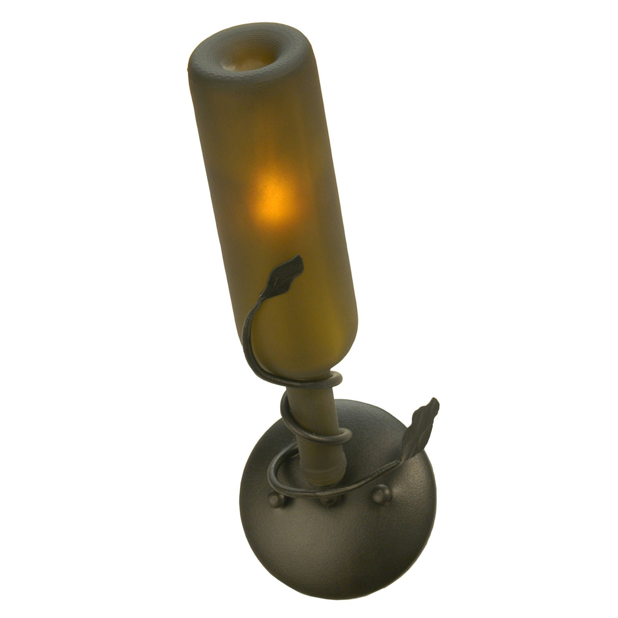 Tuscan Vineyard wall sconce with frosted green wine bottle design.