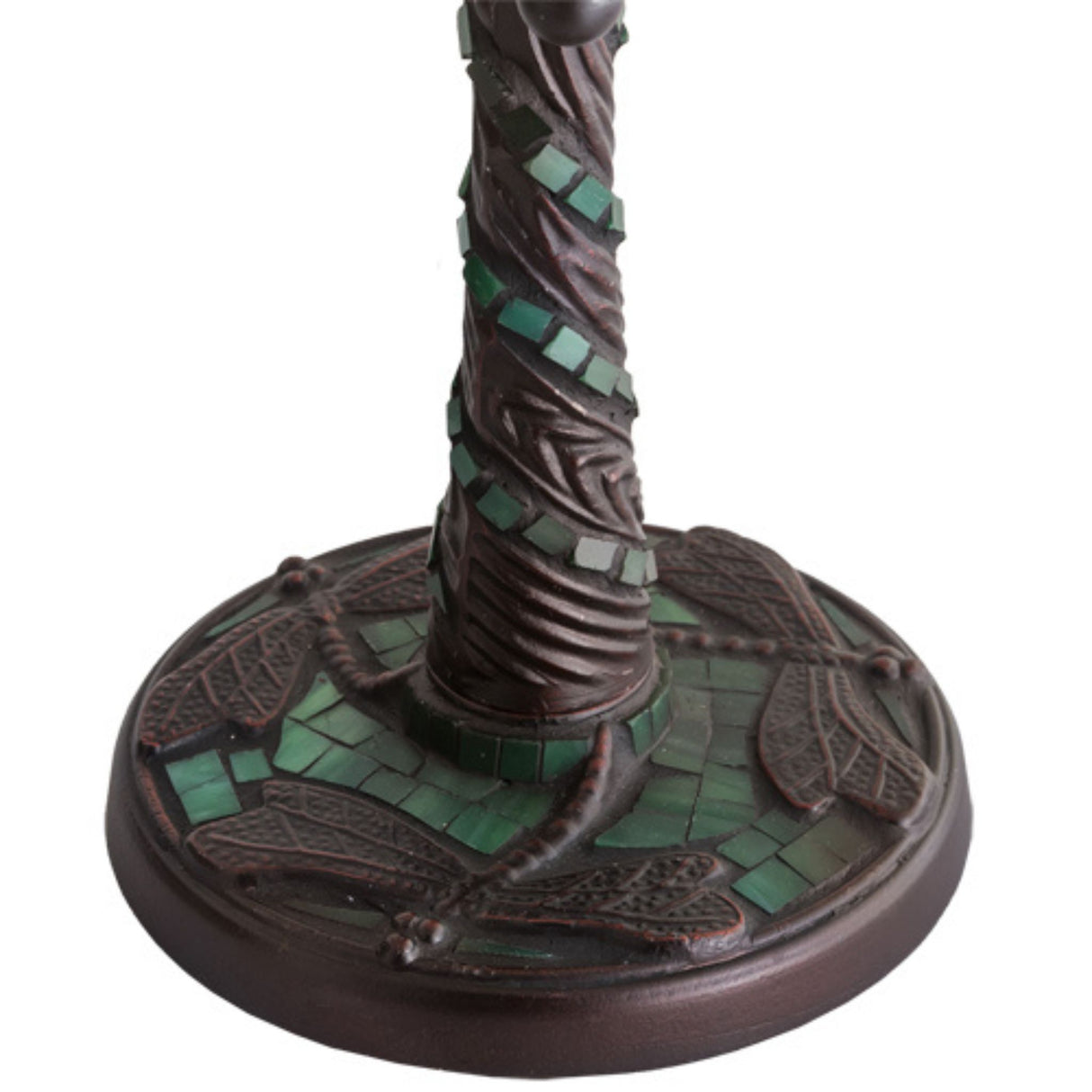 Twisted Fly Mosaic lamp base with green accents.