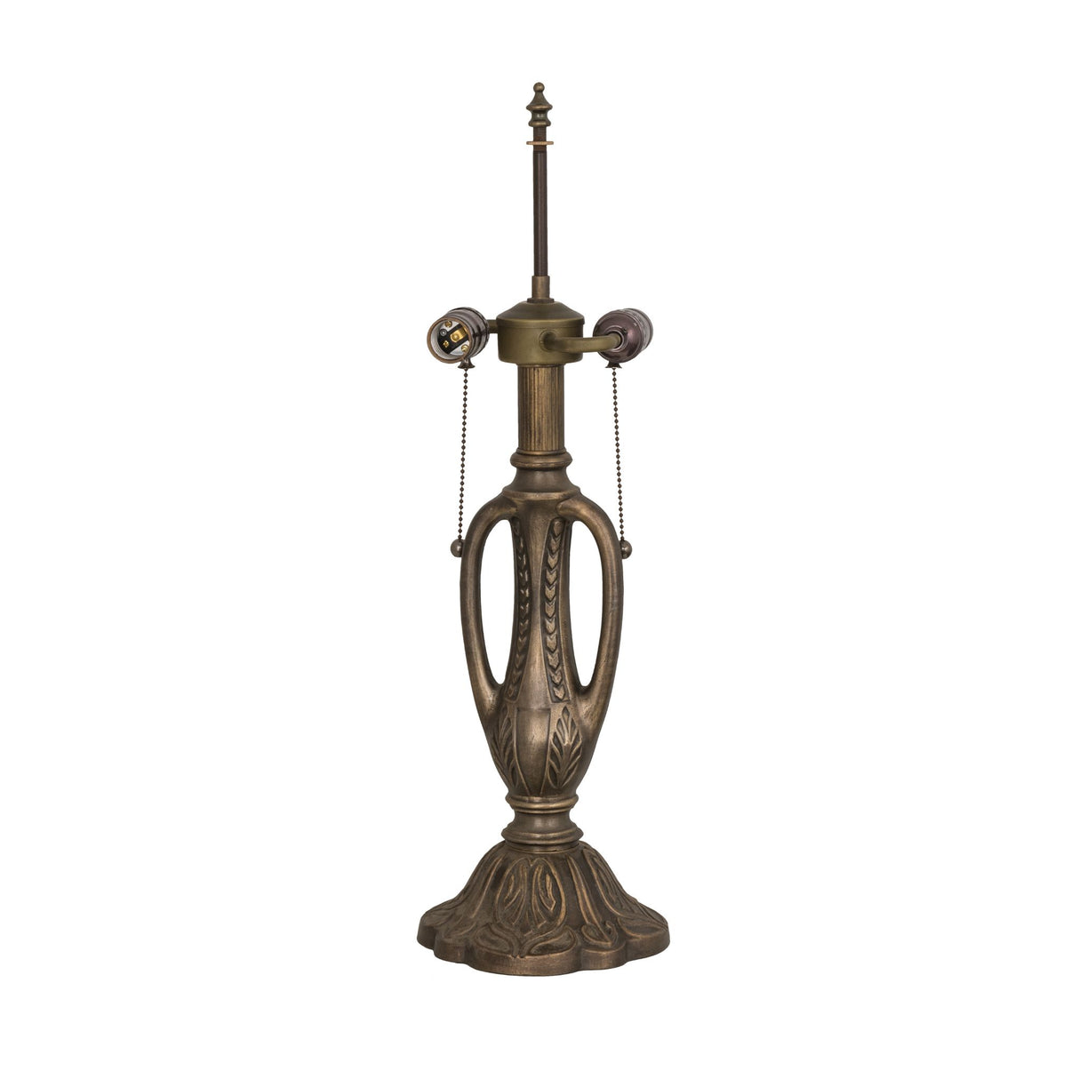 Detailed view of the table lamp base showcasing its vintage copper finish.