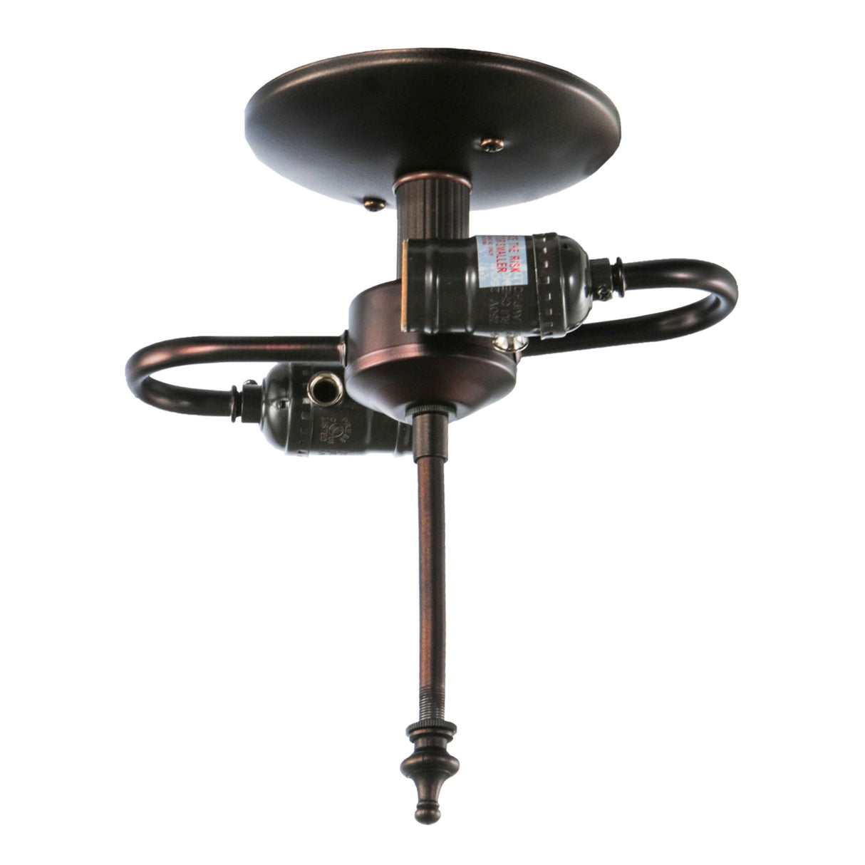 2 lite flushmount ceiling fixture showcasing its mahogany bronze finish and intricate craftsmanship.