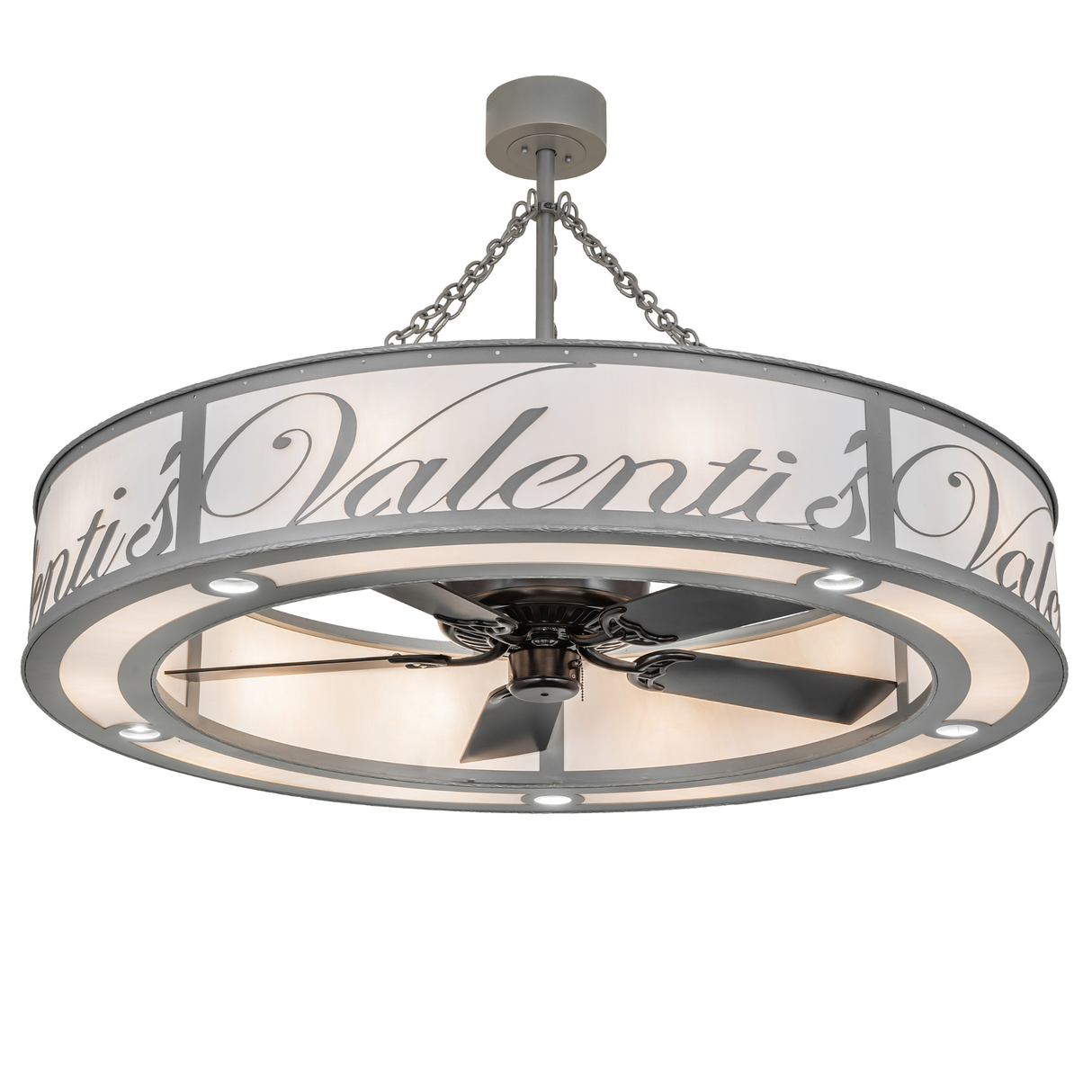 Personalized Valenti’s Chandel-Air with illuminated white diffuser.